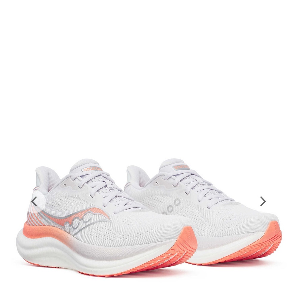 Saucony Triumph 23 White and Coral Women's Running Sneakers